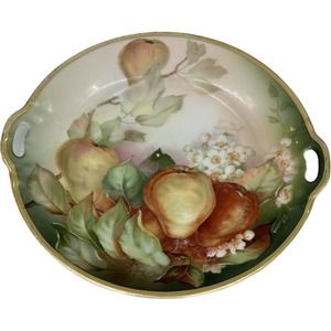 Vtg Thomas Sevres Bavaria GRANADA Pear Tray w/ Handles Hand Painted Signed Plate